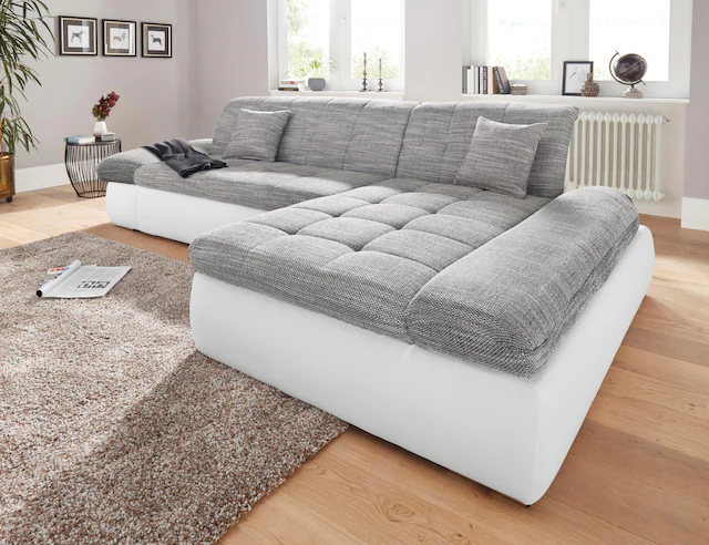 DOMO collection Ecksofa "NMoric incl. Zierkissen B/T/H: 273/216/80 cm L-For günstig online kaufen