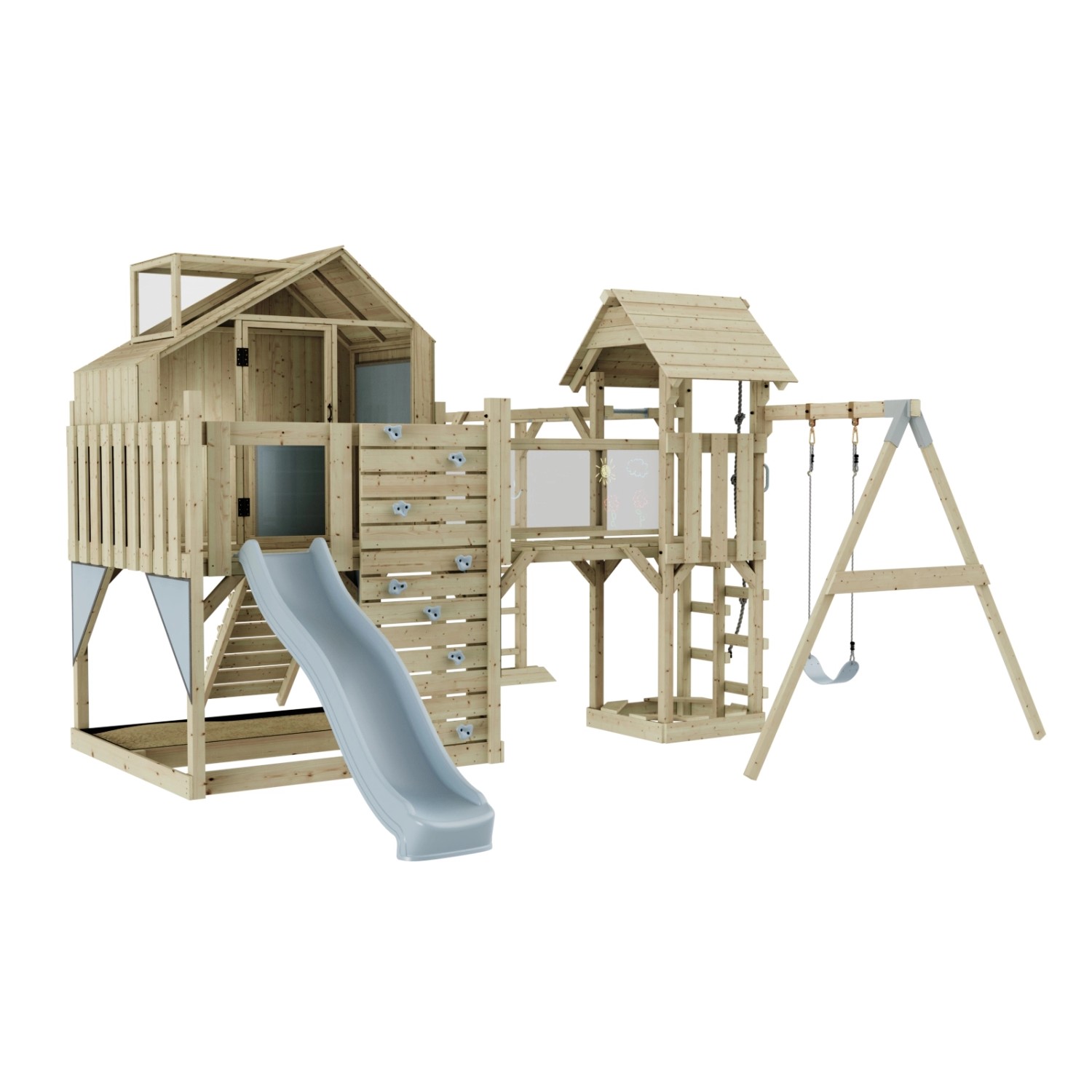 OutdoorToys Spielturm Mille mit Kinderschaukel Eisblau günstig online kaufen