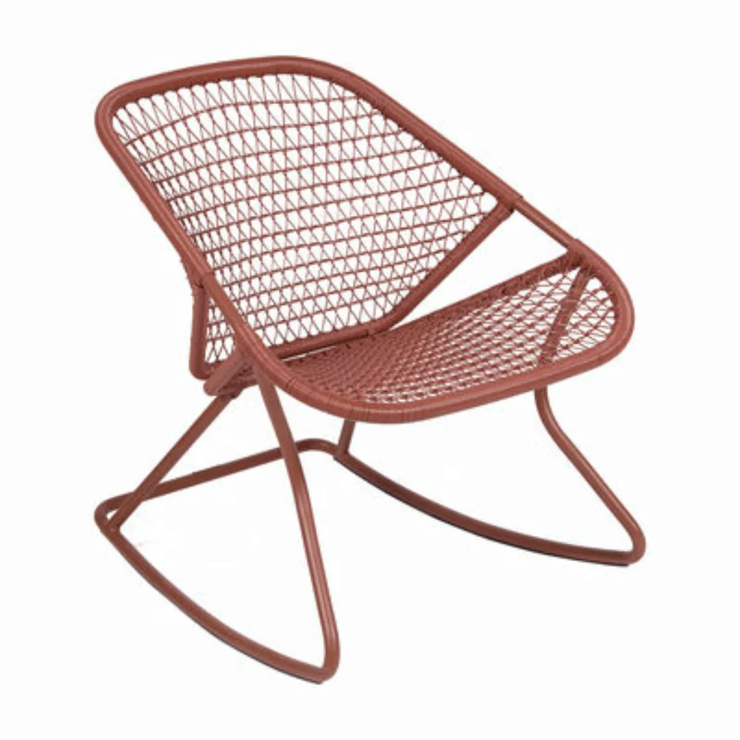 Schaukelstuhl Sixties plastikmaterial rot / Weiche Sitzfläche aus geflochte günstig online kaufen