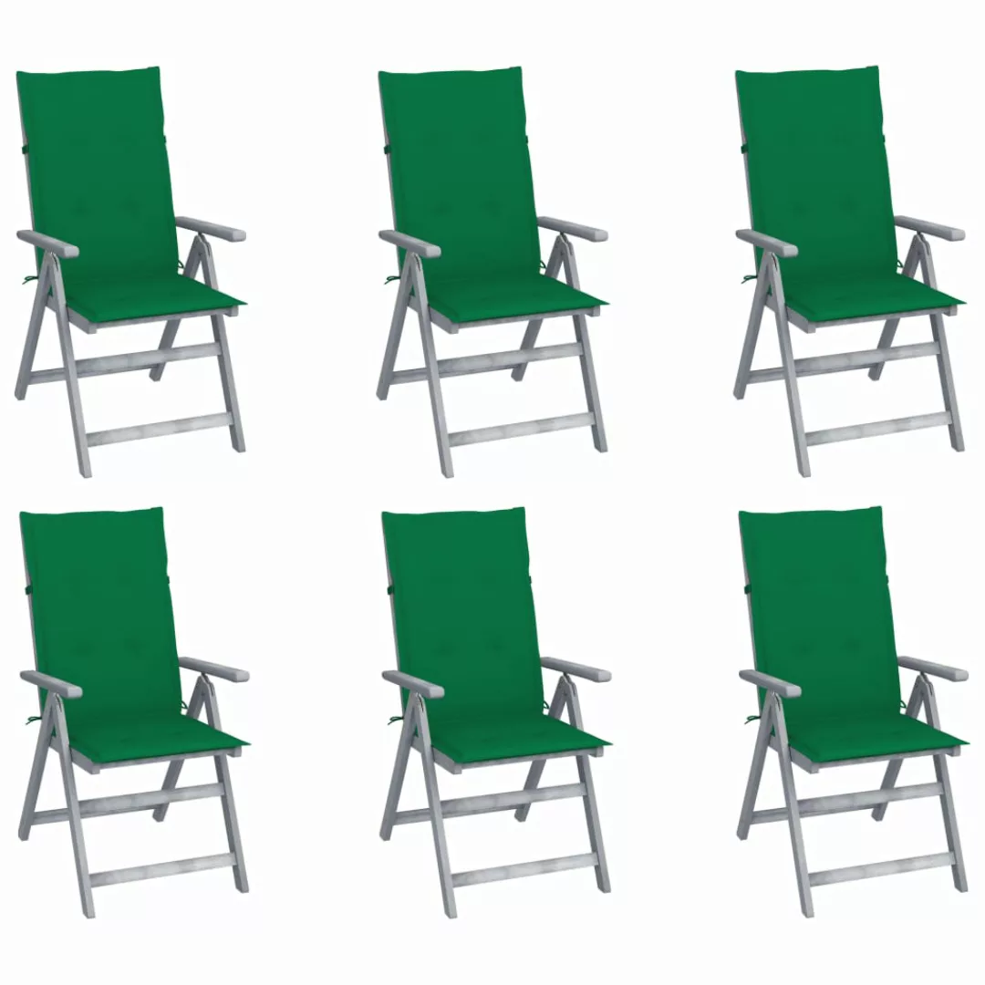 Verstellbare Gartenstühle 6 Stk. Mit Auflagen Massivholz Akazie günstig online kaufen