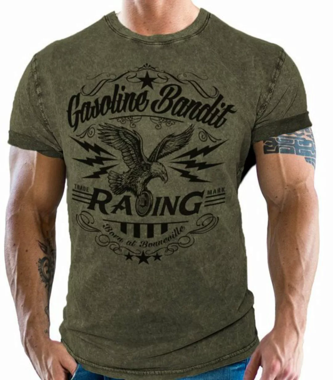 GASOLINE BANDIT® T-Shirt für Biker und Racer: Born in Bonneville Racing Tea günstig online kaufen