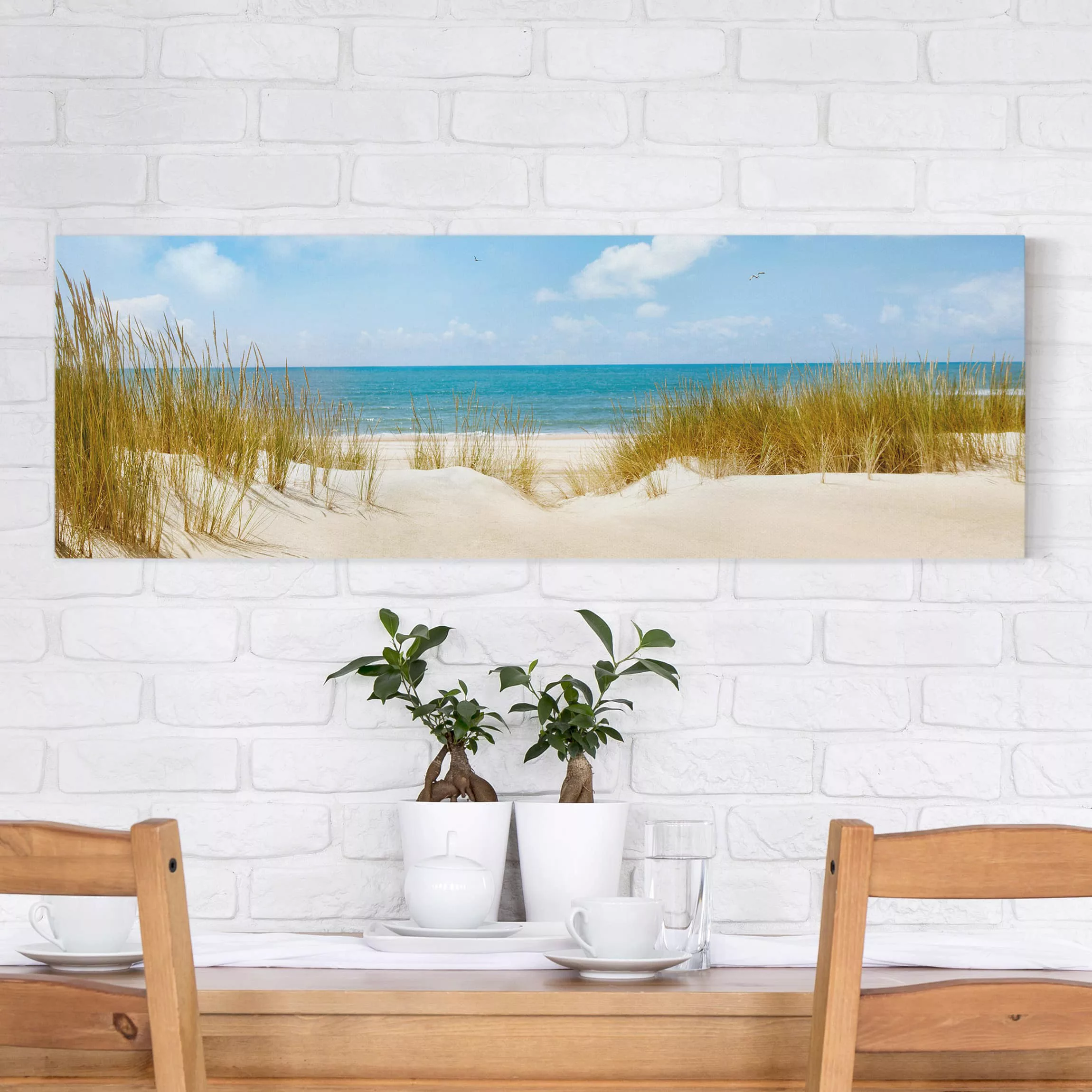 Leinwandbild Strand - Panorama Strand an der Nordsee günstig online kaufen