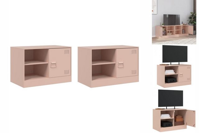 vidaXL TV-Schrank TV-Schränke 2 Stk. Rosa 67x39x44 cm Stahl (2-St) günstig online kaufen