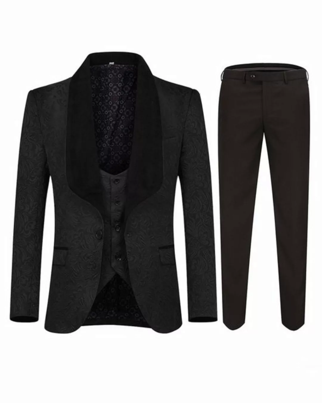 Allthemen Smoking (3 tlg, Sakko & Weste & Hose) Herrenanzug Slim Fit Anzüge günstig online kaufen