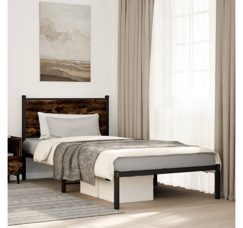 vidaXL Bett Metallbett ohne Matratze Räuchereiche 100x190 cm günstig online kaufen