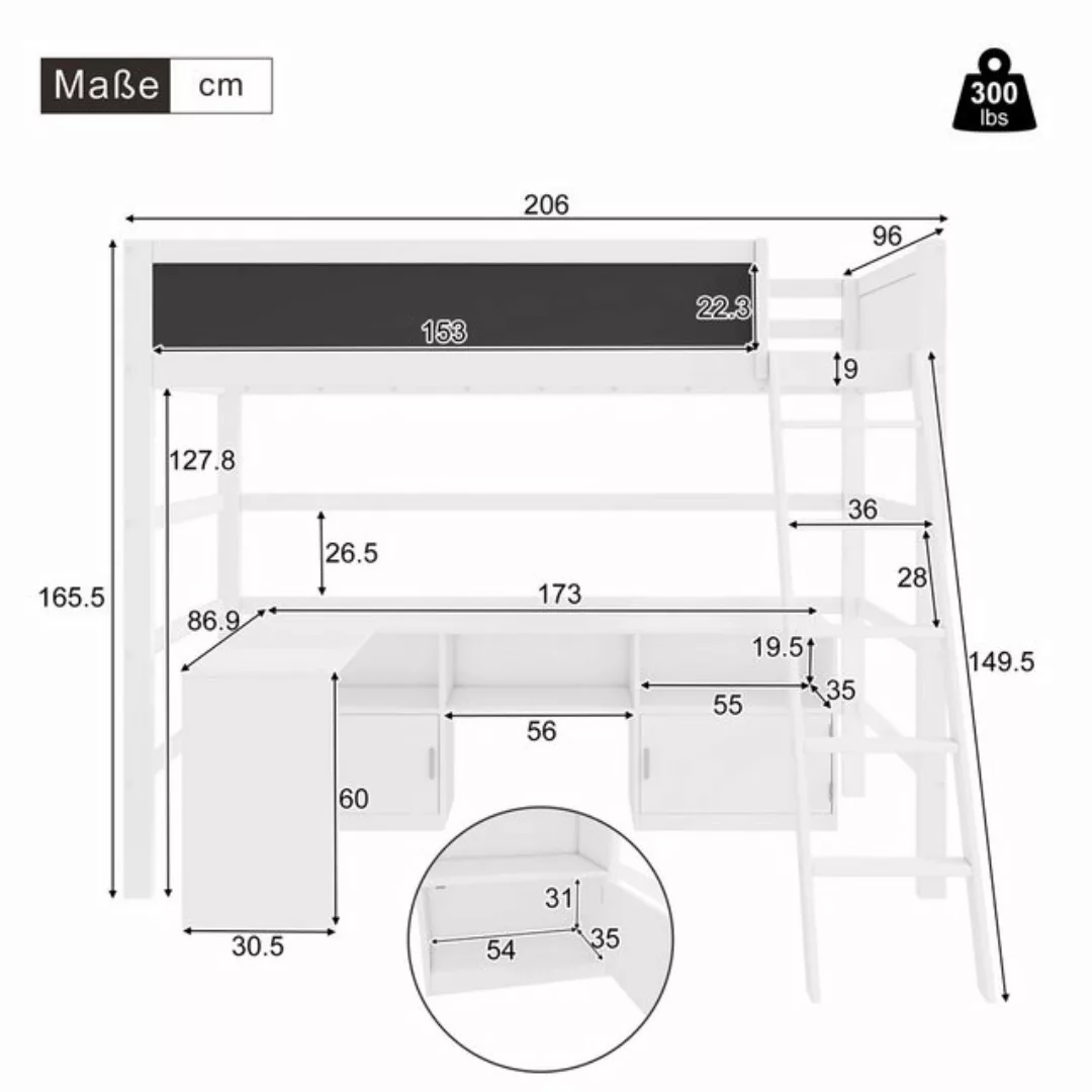 KoDise Etagenbett 90*200 cm Kinderbett Einzelbett mit Tisch & Stauschrank & günstig online kaufen