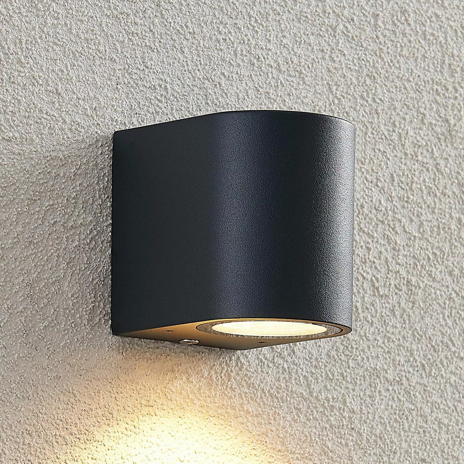 ELC Außenwandlampe Fijona, rund, 8,1 cm, grau, Aluminium günstig online kaufen