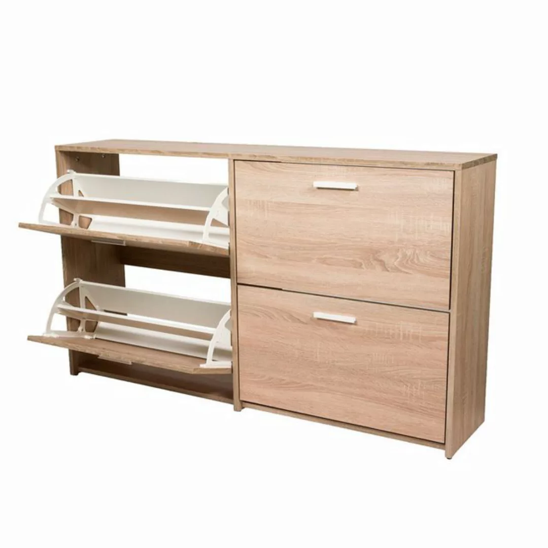 COSTWAY Schuhschrank mit 4 Klappen,für 16-24 Paar Schuhe,134x77,5x29cm günstig online kaufen