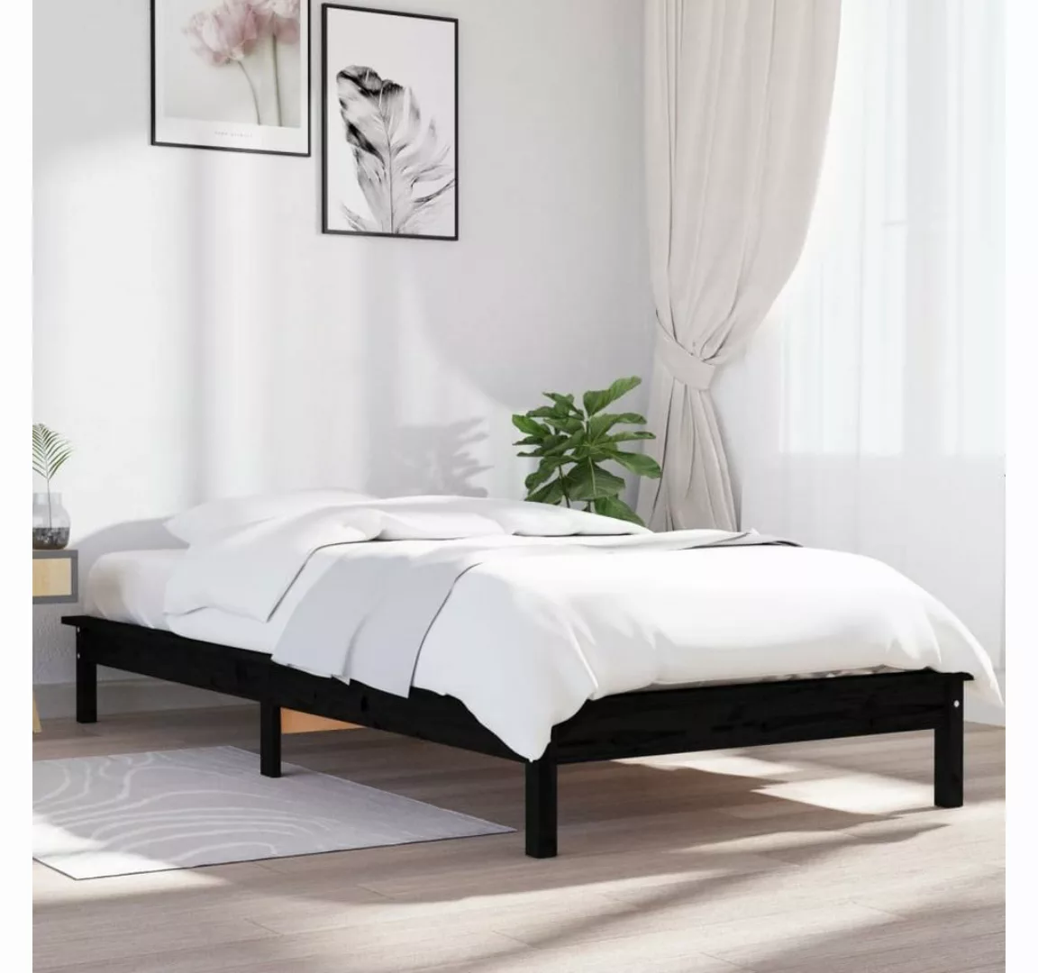 furnicato Bett Massivholzbett Schwarz 90x190 cm Kiefer günstig online kaufen