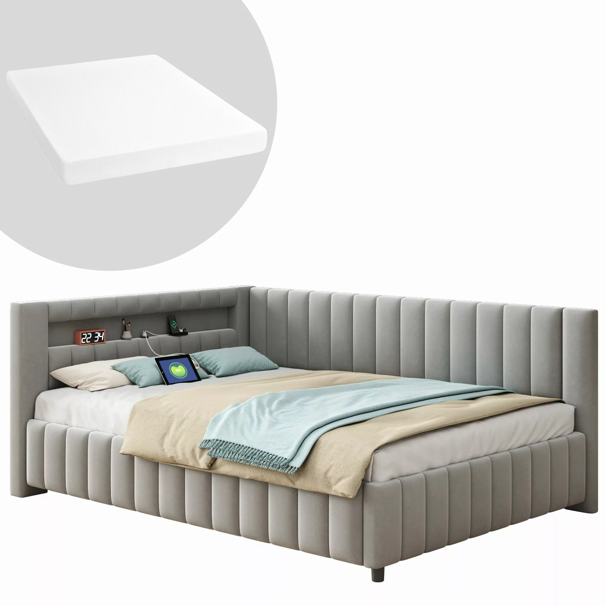 HAUSS SPOLE Schlafsofa 140x200 mit LED-Licht, günstig online kaufen