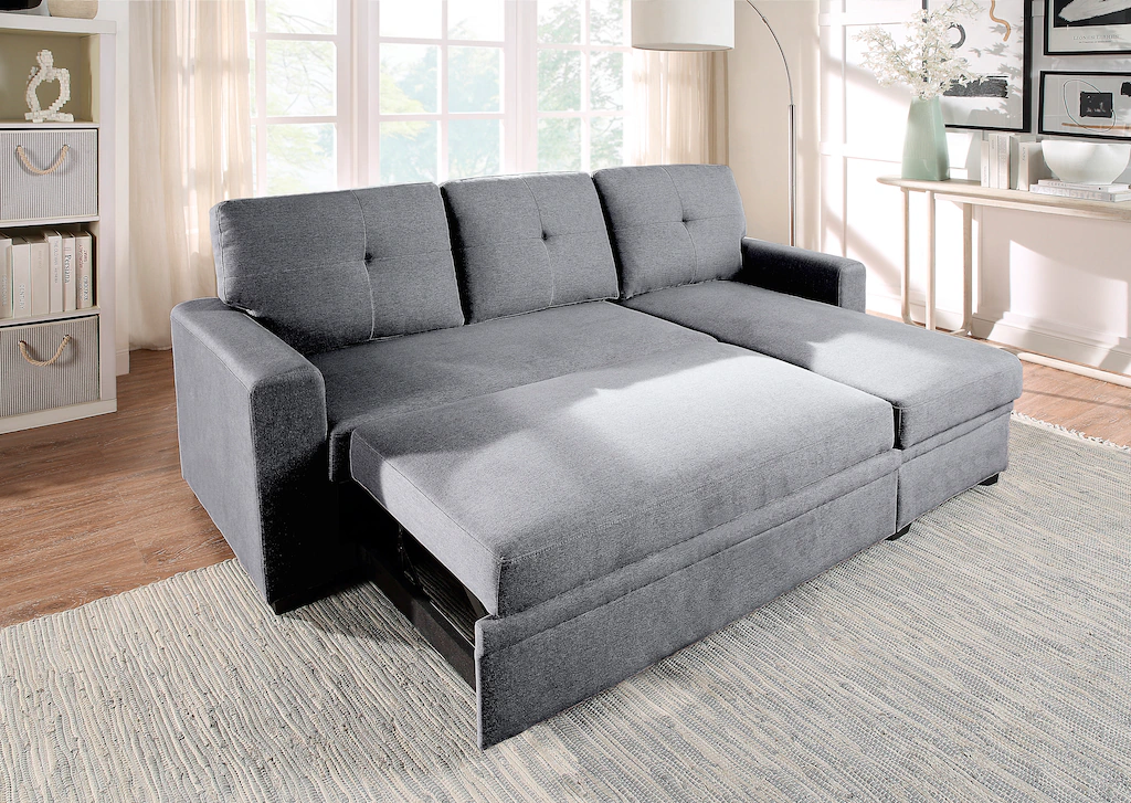 ATLANTIC home collection Ecksofa Gerrit L-Form, Schlafsofa, mit Bettkasten, günstig online kaufen