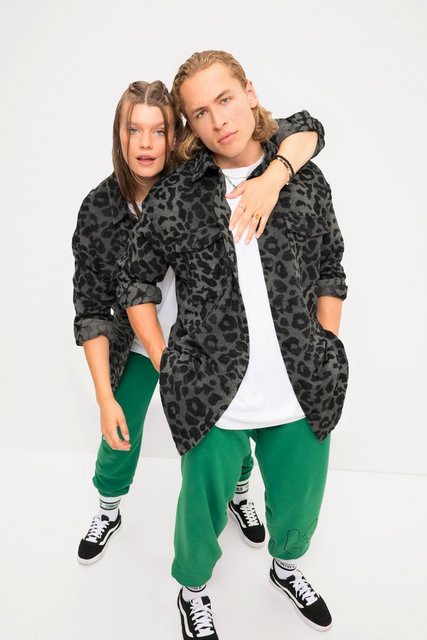 Studio Untold Jackenblazer Hemdjacke oversized Leo-Plüsch Hemdkragen Langar günstig online kaufen