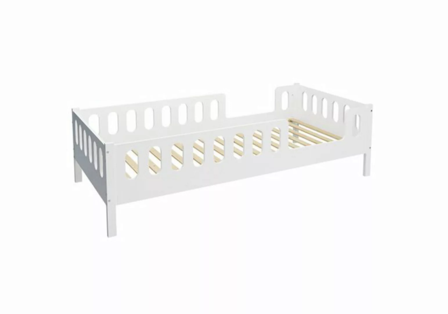 CADANI Kinderbett LARS 200x90 cm - Weiß (abnehmbarer Rausfallschutz), Boden günstig online kaufen