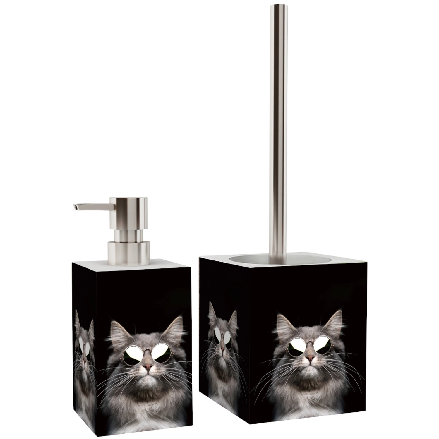 Sanilo Badezimmer Set, Seifenspender und WC Bürste Cool Cat günstig online kaufen