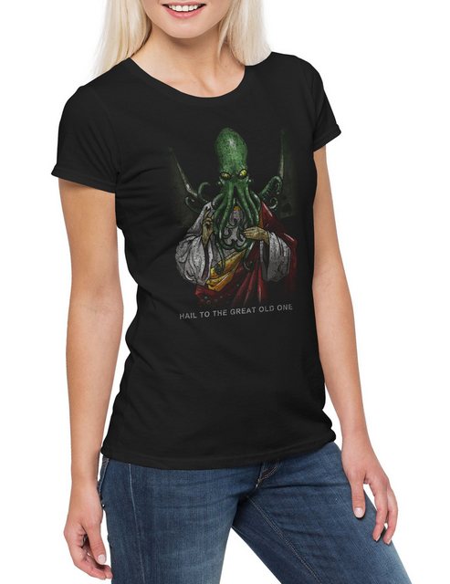 Urban Backwoods Print-Shirt Hail Cthulhu Damen T-Shirt Wars Horror Arkham H günstig online kaufen