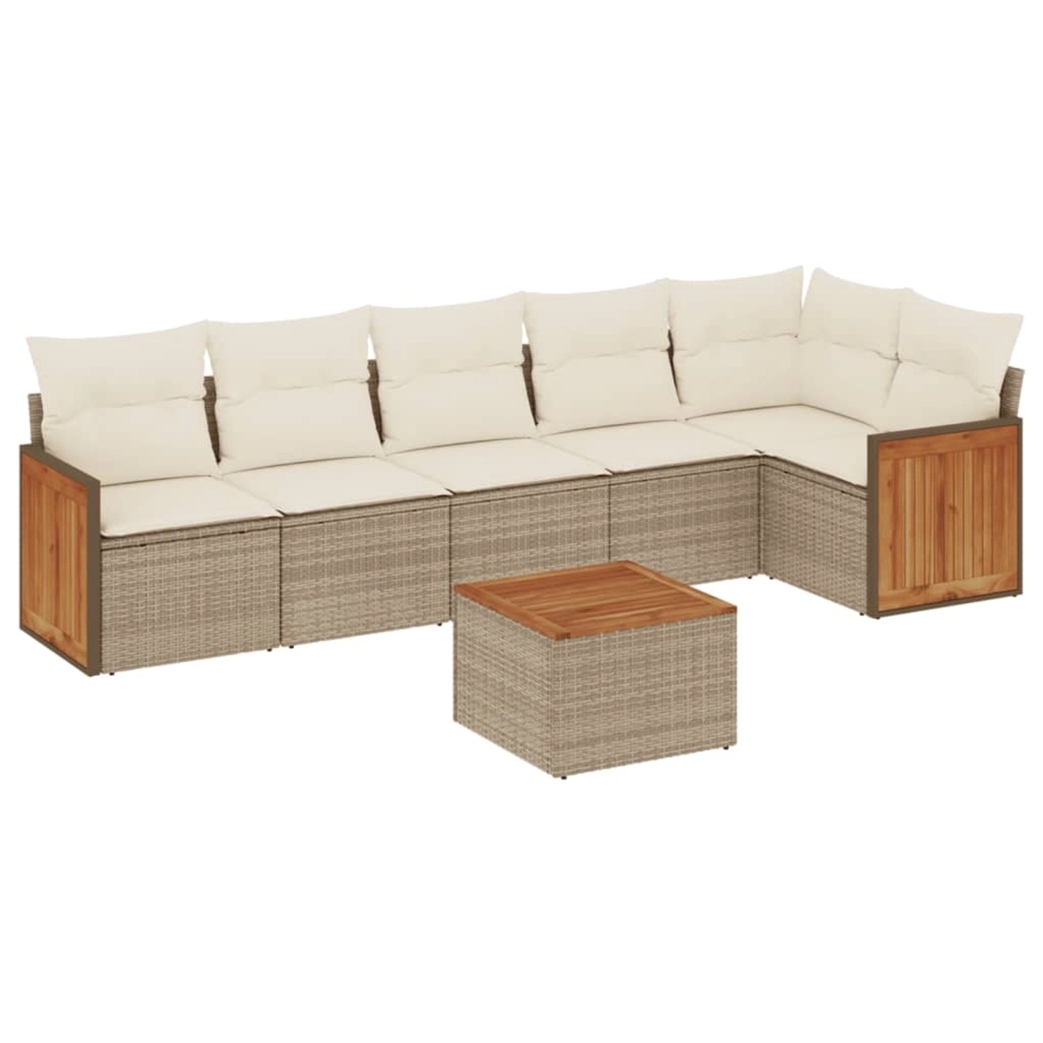 vidaXL 7-Tlg Garten-Sofagarnitur mit Kissen Beige Poly Rattan 3260077 günstig online kaufen