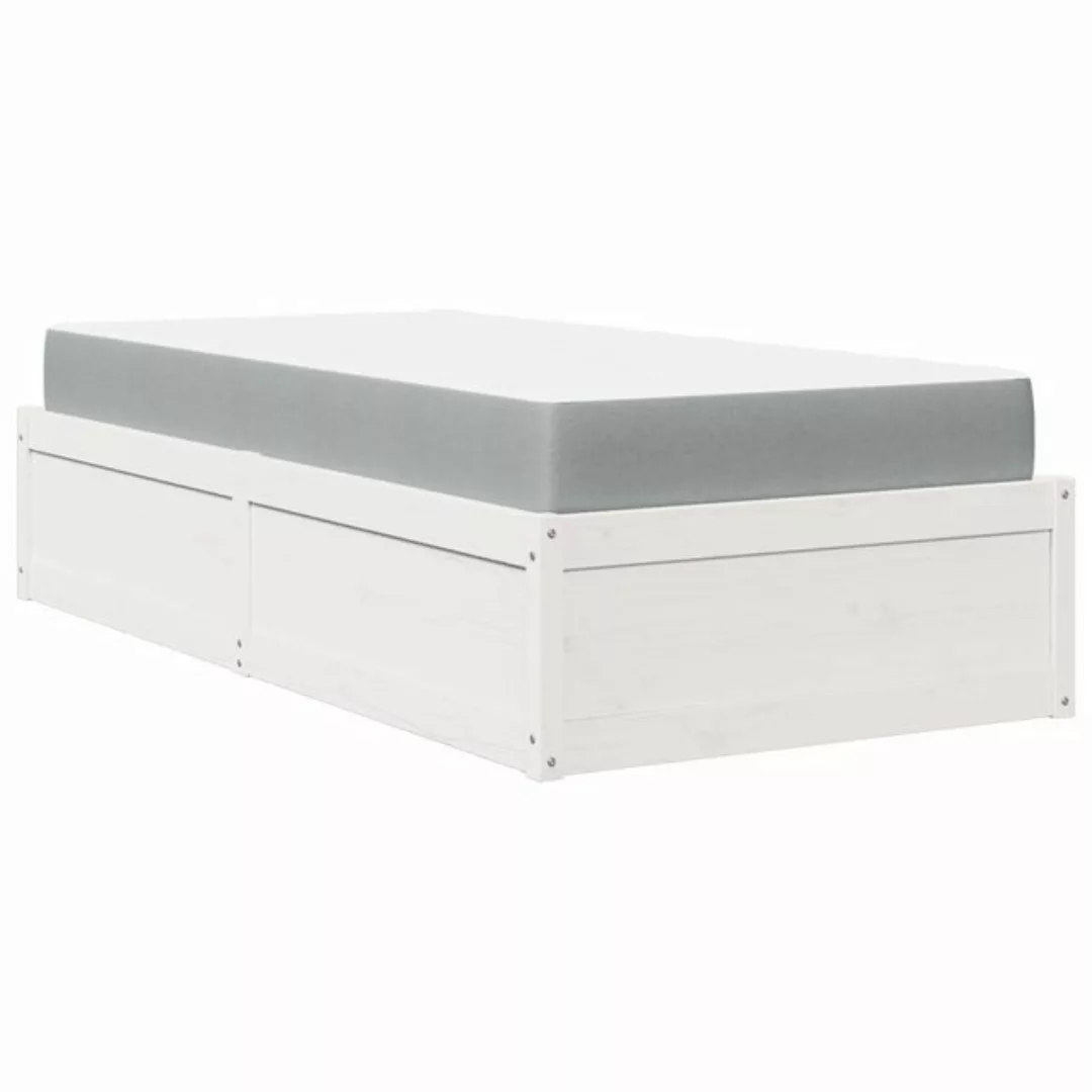 vidaXL Bett Bett mit Matratze Weiß 90x190 cm Massivholz Kiefer günstig online kaufen