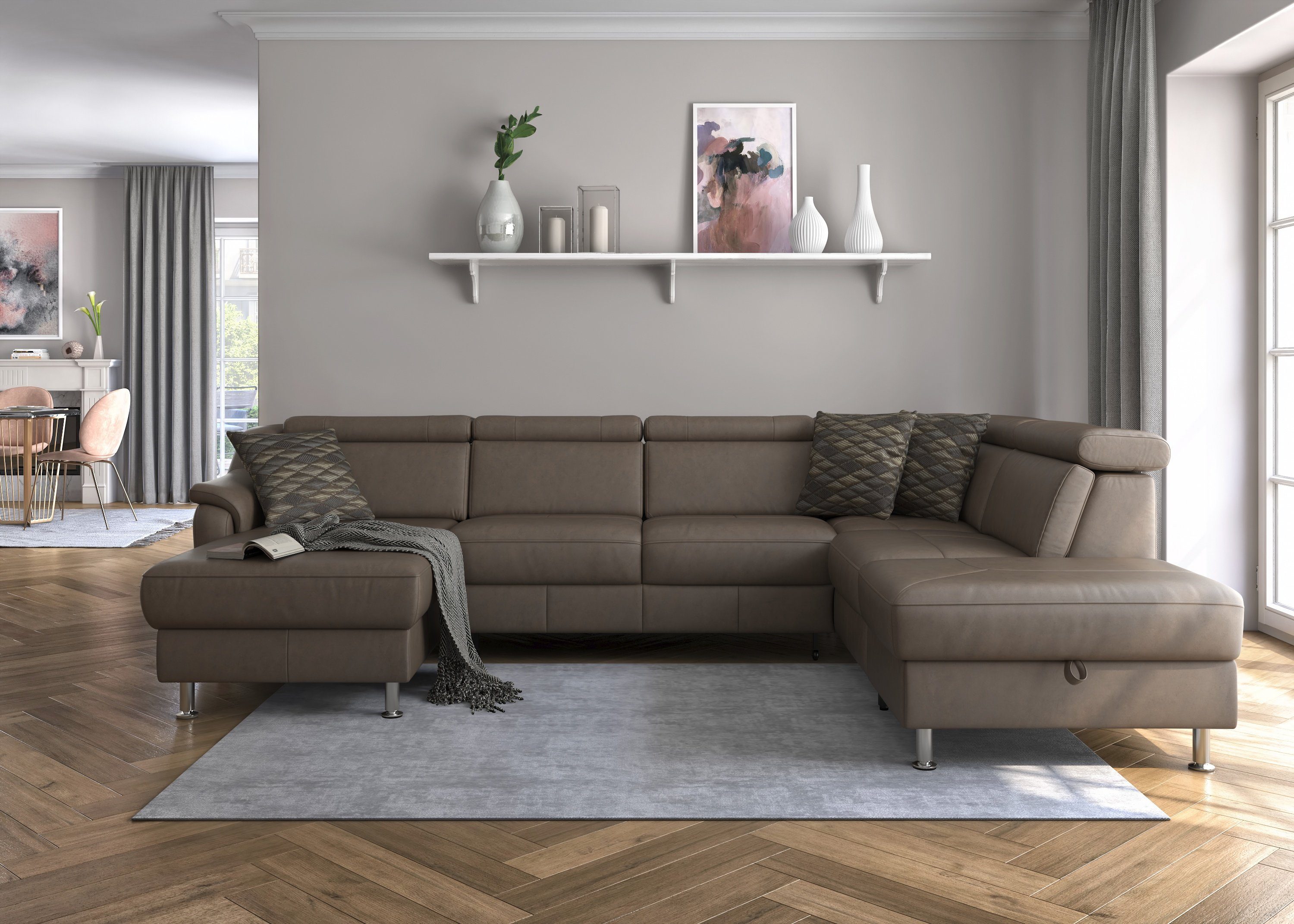 sit&more Wohnlandschaft "Freetown U-Form", Kopfteilverstellung und Federker günstig online kaufen