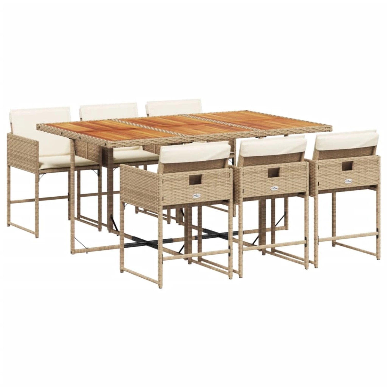 vidaXL 7-tlg Garten-Essgruppe mit Kissen Beige Poly Rattan Modell 32 günstig online kaufen