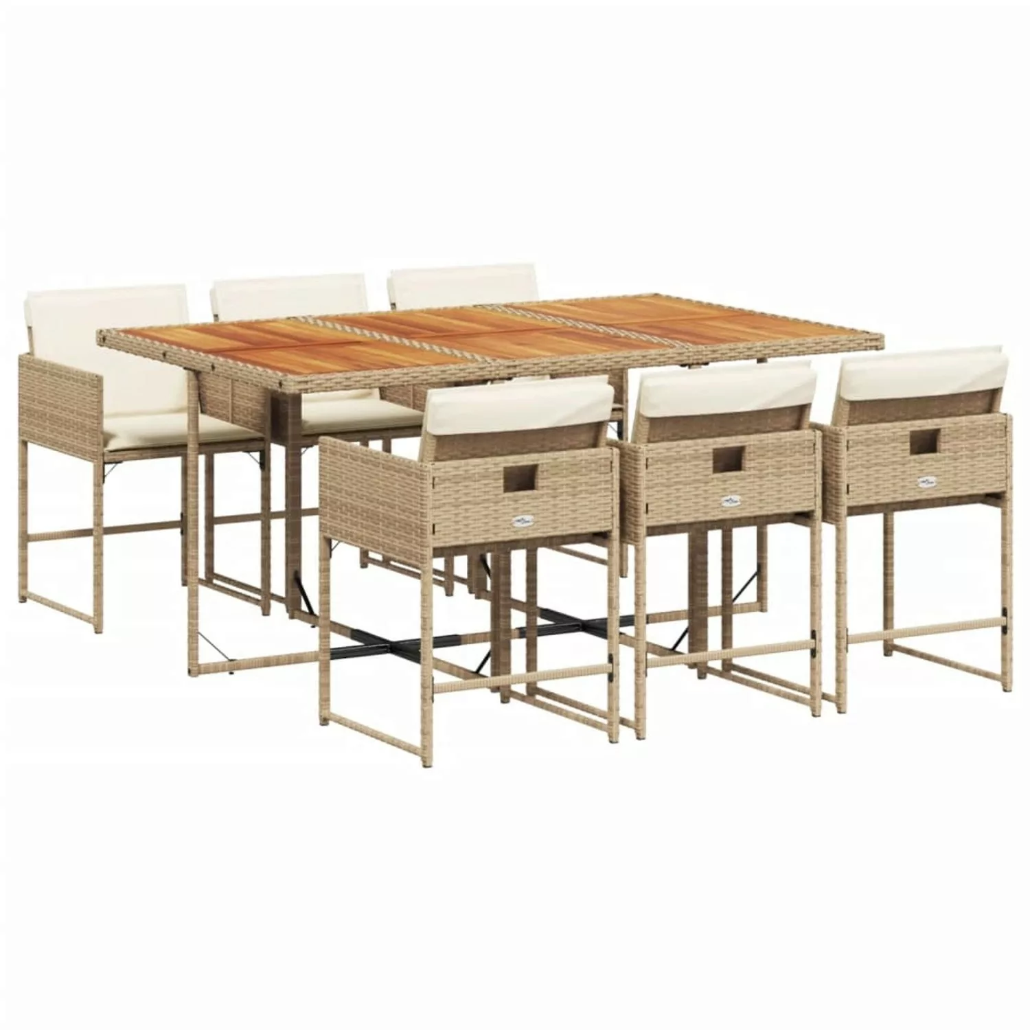 vidaXL 7-tlg Garten-Essgruppe mit Kissen Beige Poly Rattan Modell 32 günstig online kaufen