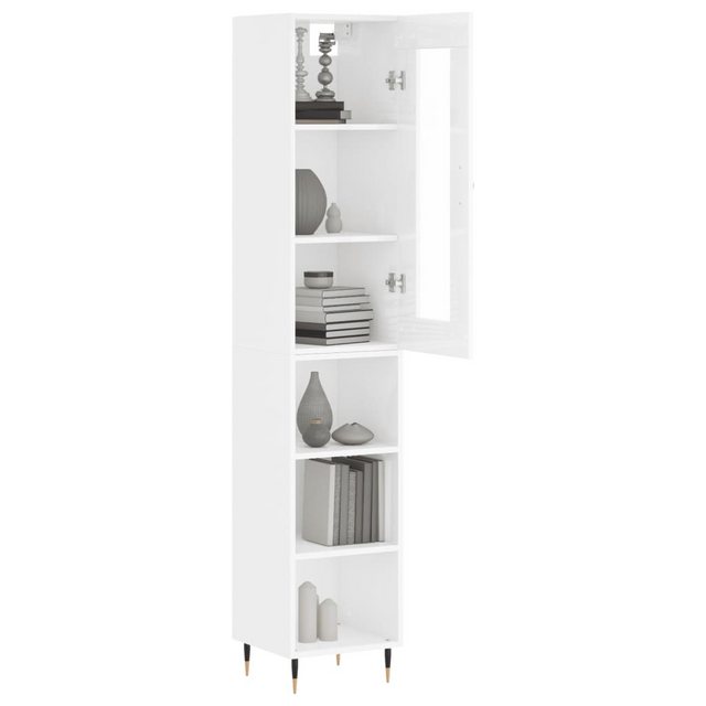 vidaXL Vitrine Highboard Hochglanz-Weiß 34,5x34x180 cm Spanplatte Glas Vitr günstig online kaufen