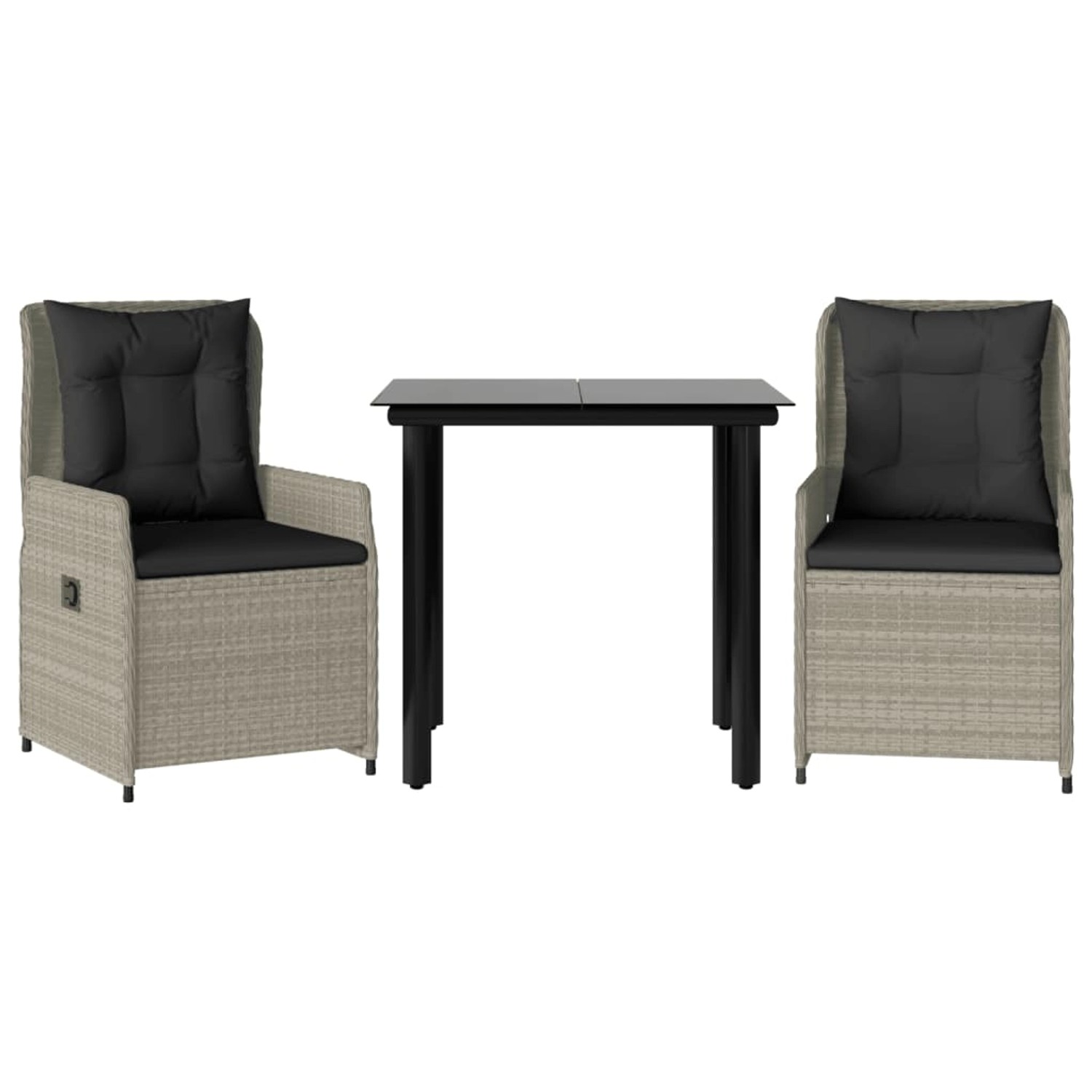 vidaXL 3-Tlg Garten-Essgruppe mit Kissen Hellgrau Poly Rattan 3262903 günstig online kaufen