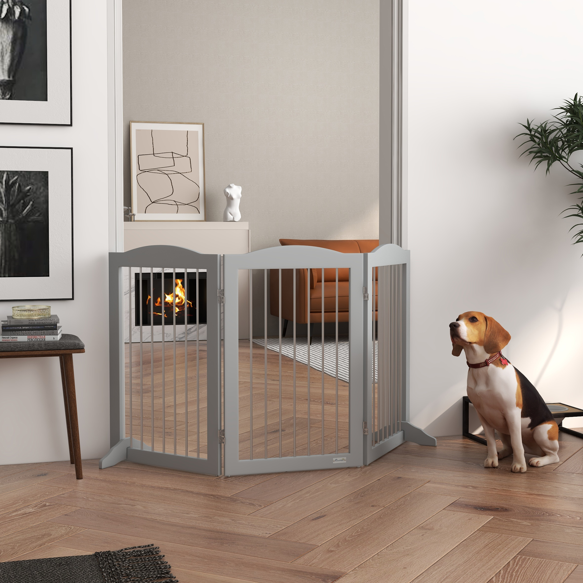 PawHut Faltbare Sicherheitsbarriere, Hundebarriere mit 3 Platten, 2 Stützfü günstig online kaufen