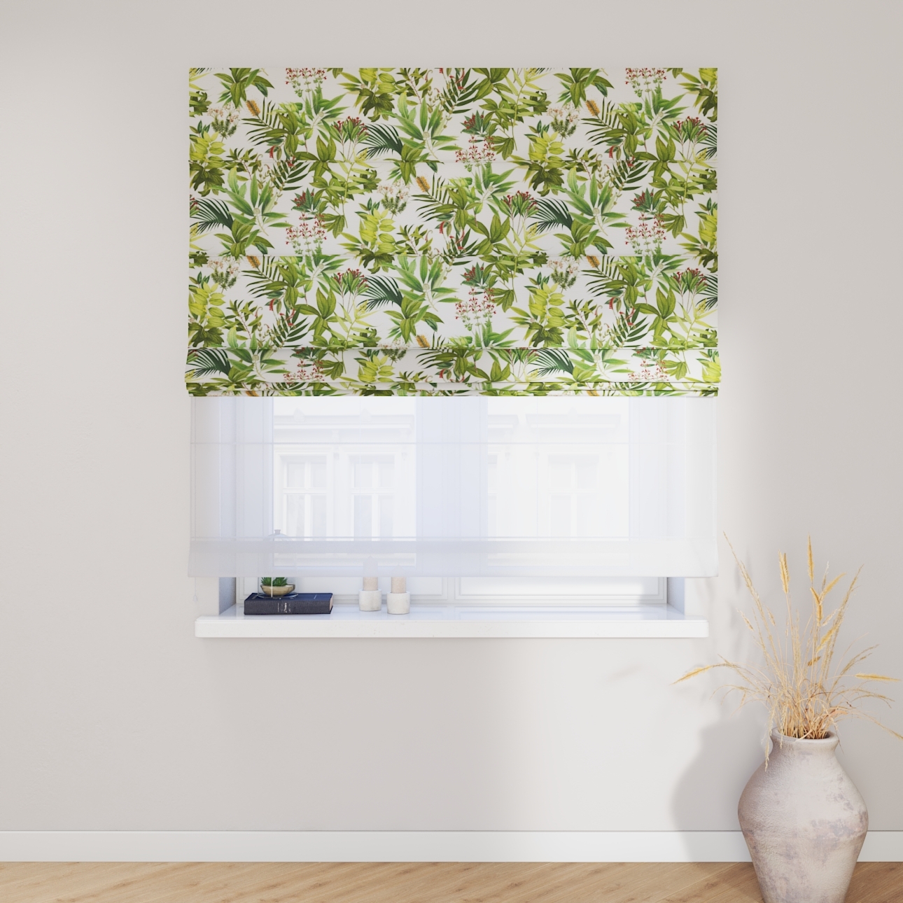 Dekoria Doppelraffrollo Duo, grün-weiß, 50 x 60 cm günstig online kaufen