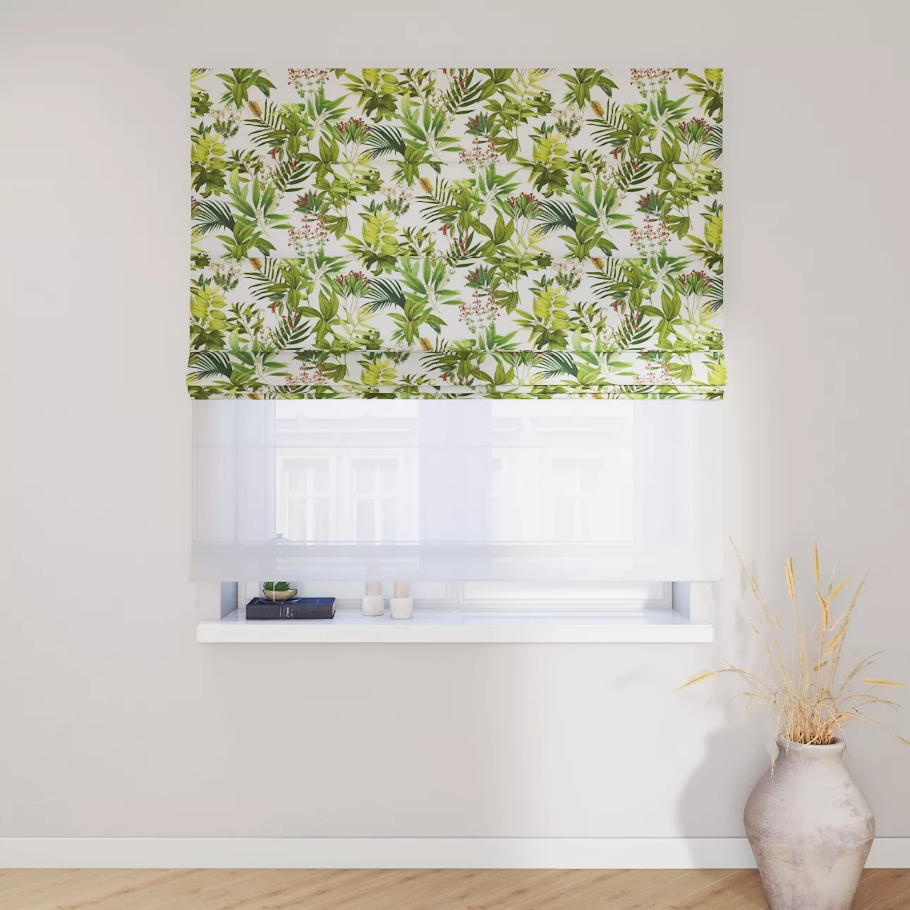Dekoria Doppelraffrollo Duo, grün-weiß, 130 x 170 cm günstig online kaufen
