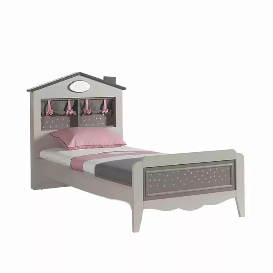 JVmoebel Bett Grau Bett 120 cm Holzmöbel Design Mädchenbett Kinderbett Holz günstig online kaufen