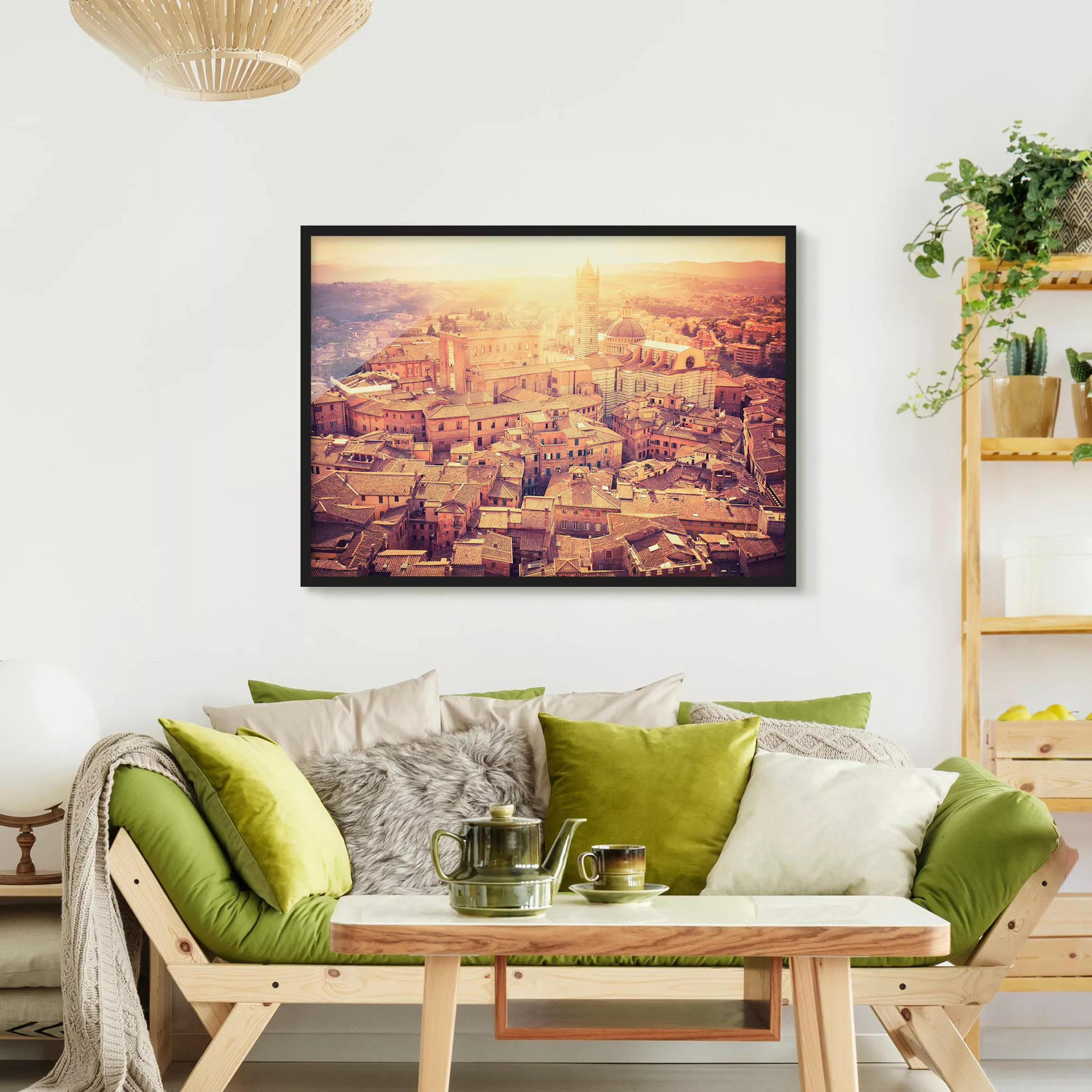 Bild mit Rahmen Architektur & Skyline - Querformat Fiery Siena günstig online kaufen