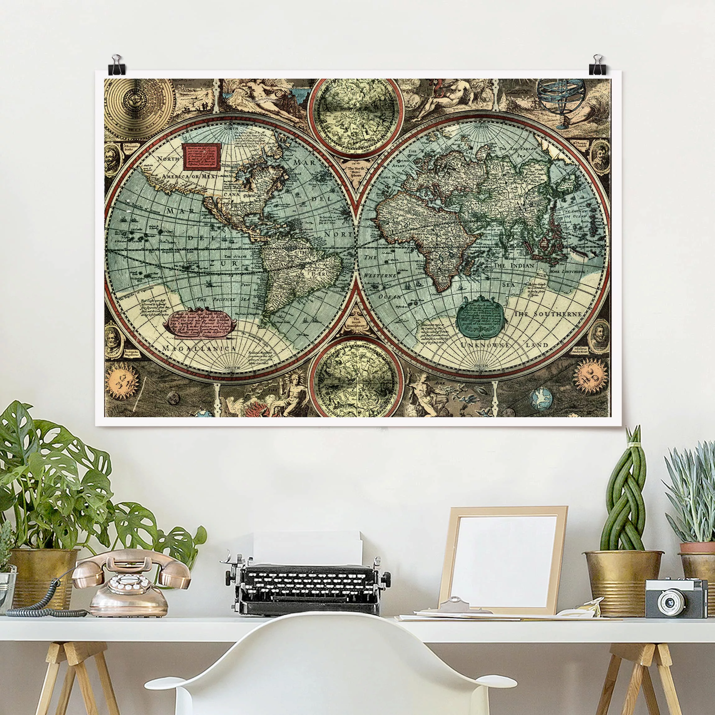 Poster Stadt-, Land- & Weltkarten - Querformat Die alte Welt günstig online kaufen