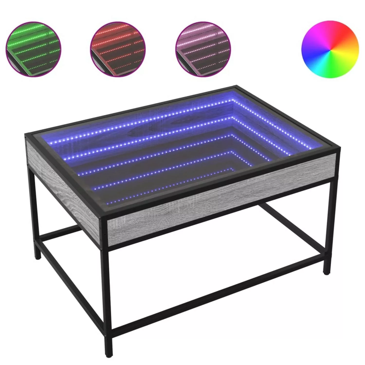 vidaXL Couchtisch mit Infinity-LED Grau Sonoma 70x50x41 cm günstig online kaufen