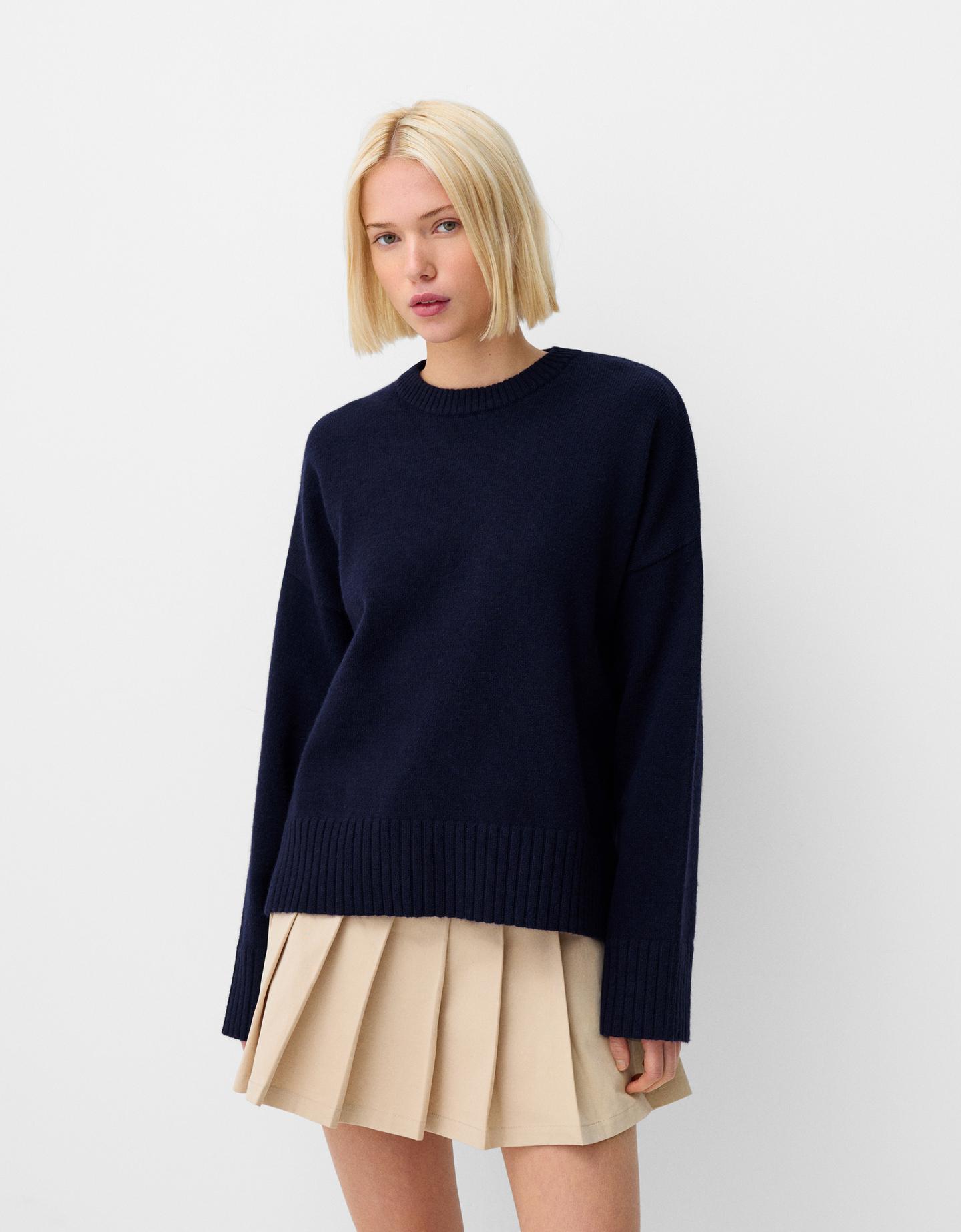 Bershka Pullover Mit Rundausschnitt Damen Xl Blau günstig online kaufen