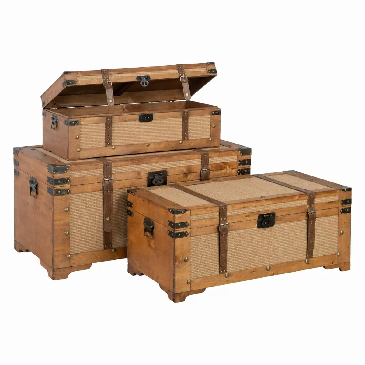 Truhensatz 90 X 47 X 45 Cm Synthetische Stoffe Holz (3 Stücke) günstig online kaufen