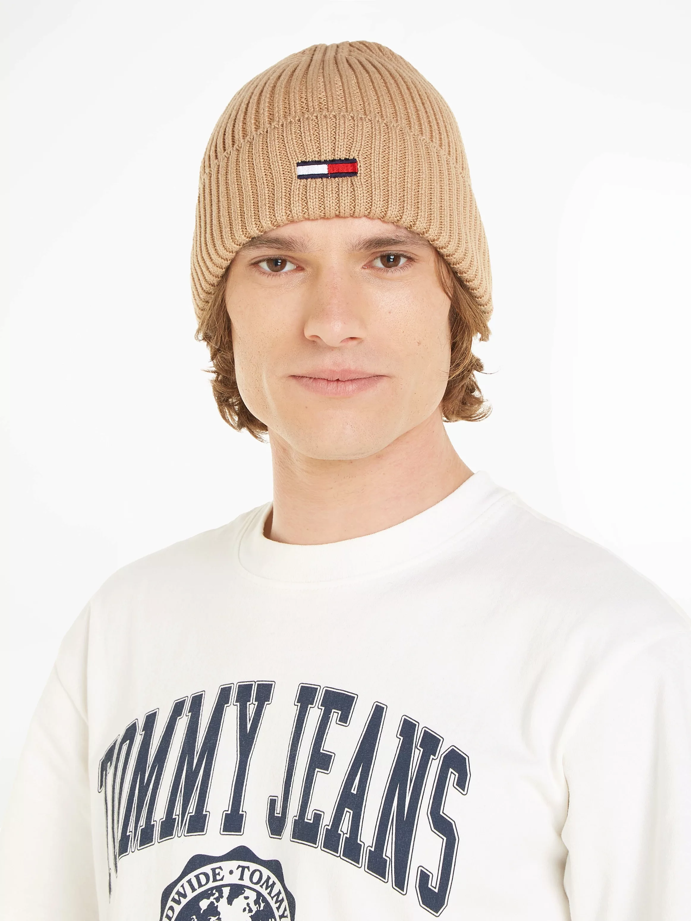 Tommy Jeans Strickmütze "TJM ELONGATED FLAG BEANIE" günstig online kaufen