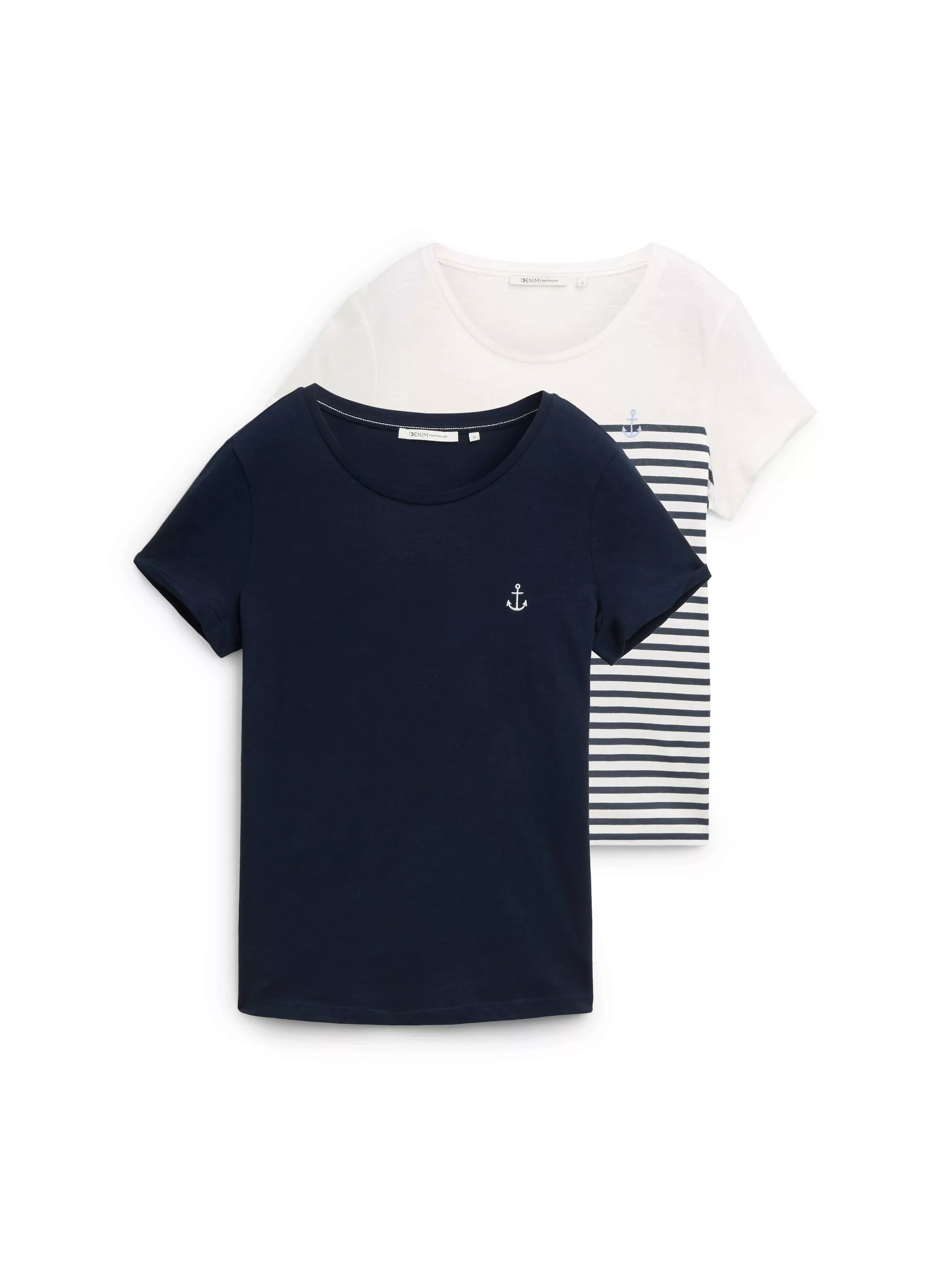 TOM TAILOR Denim Print-Shirt, (Set, 2 tlg.), im Doppelpack mit Anker-Motiv günstig online kaufen