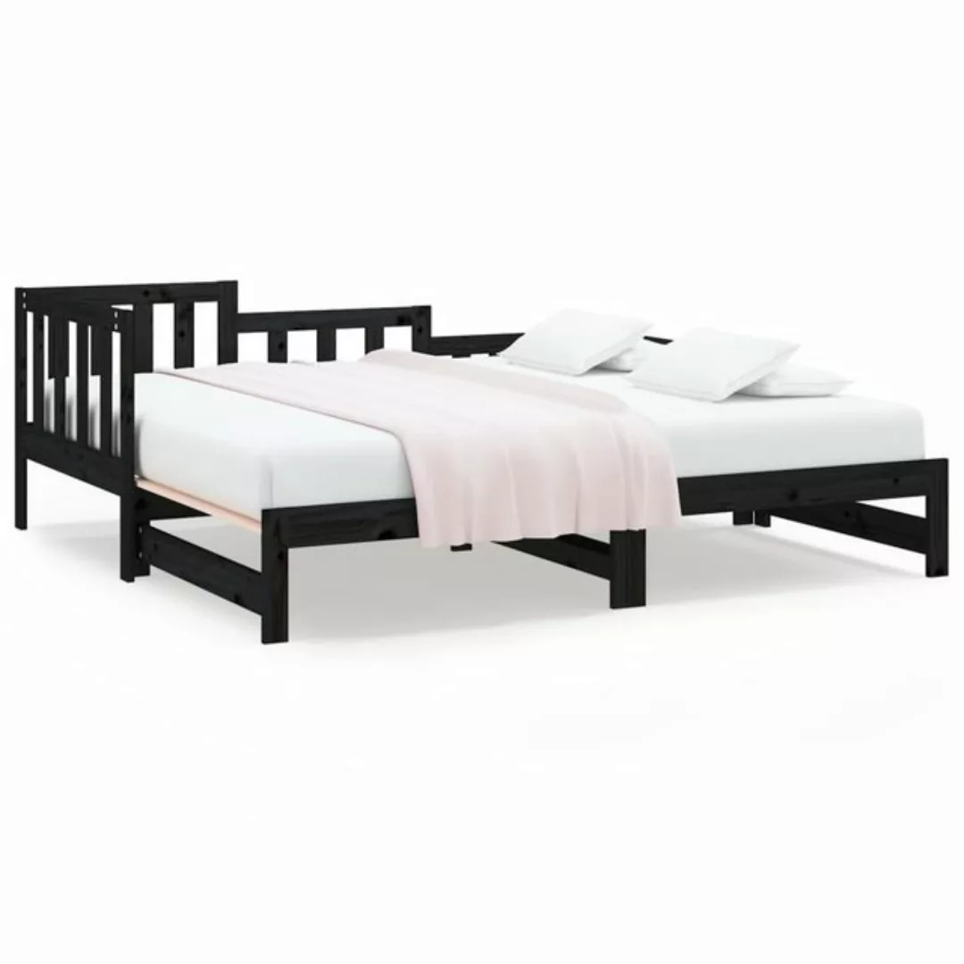 furnicato Bett Tagesbett Ausziehbar Schwarz 2x(80x200) cm Massivholz Kiefer günstig online kaufen