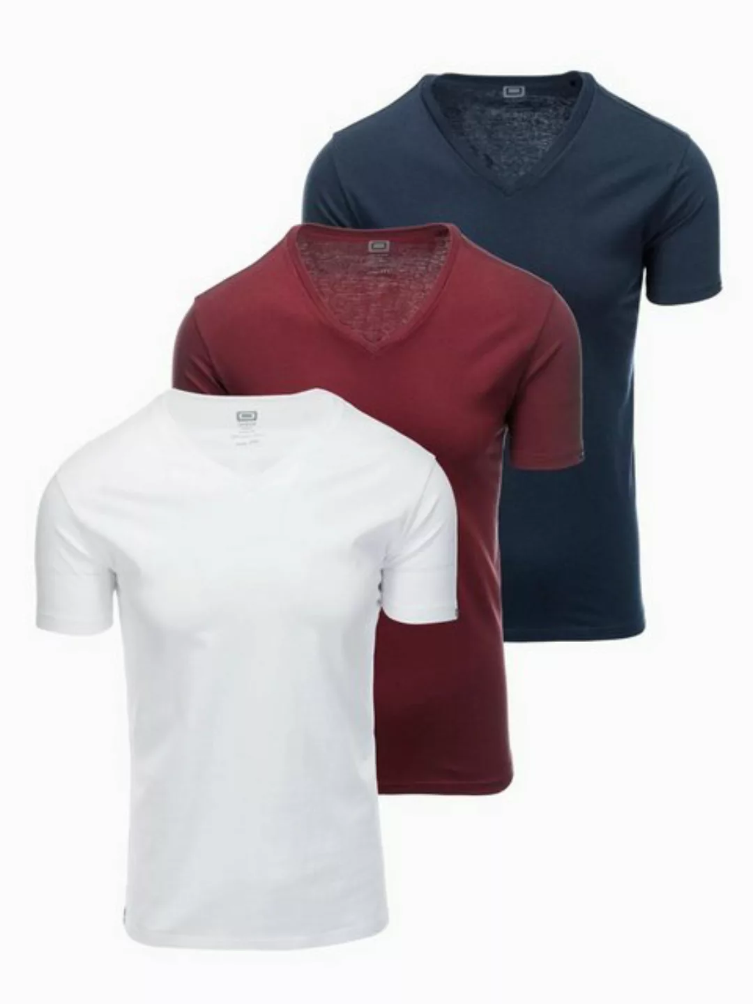 OMBRE T-Shirt 3er Set T-Shirt mit V-Ausschnitt aus Baumwolle günstig online kaufen