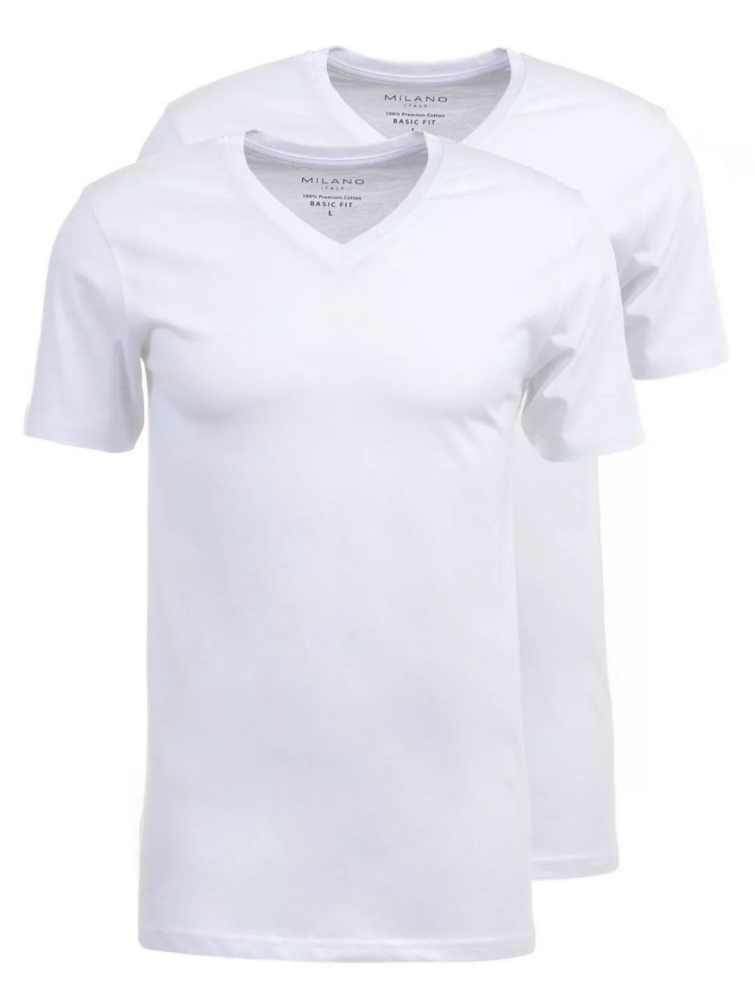 MILANO ITALY Herren T-Shirt 2er Pack, weiß günstig online kaufen