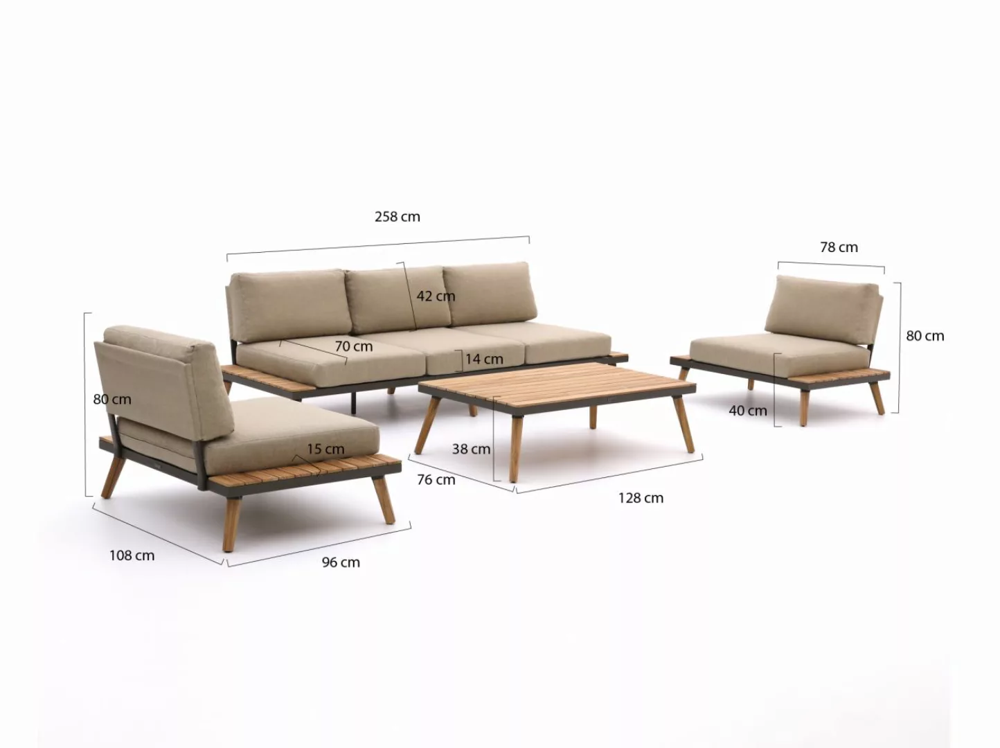 Intenso Fonteno Sessel-Sofa Lounge-Set 4-teilig günstig online kaufen
