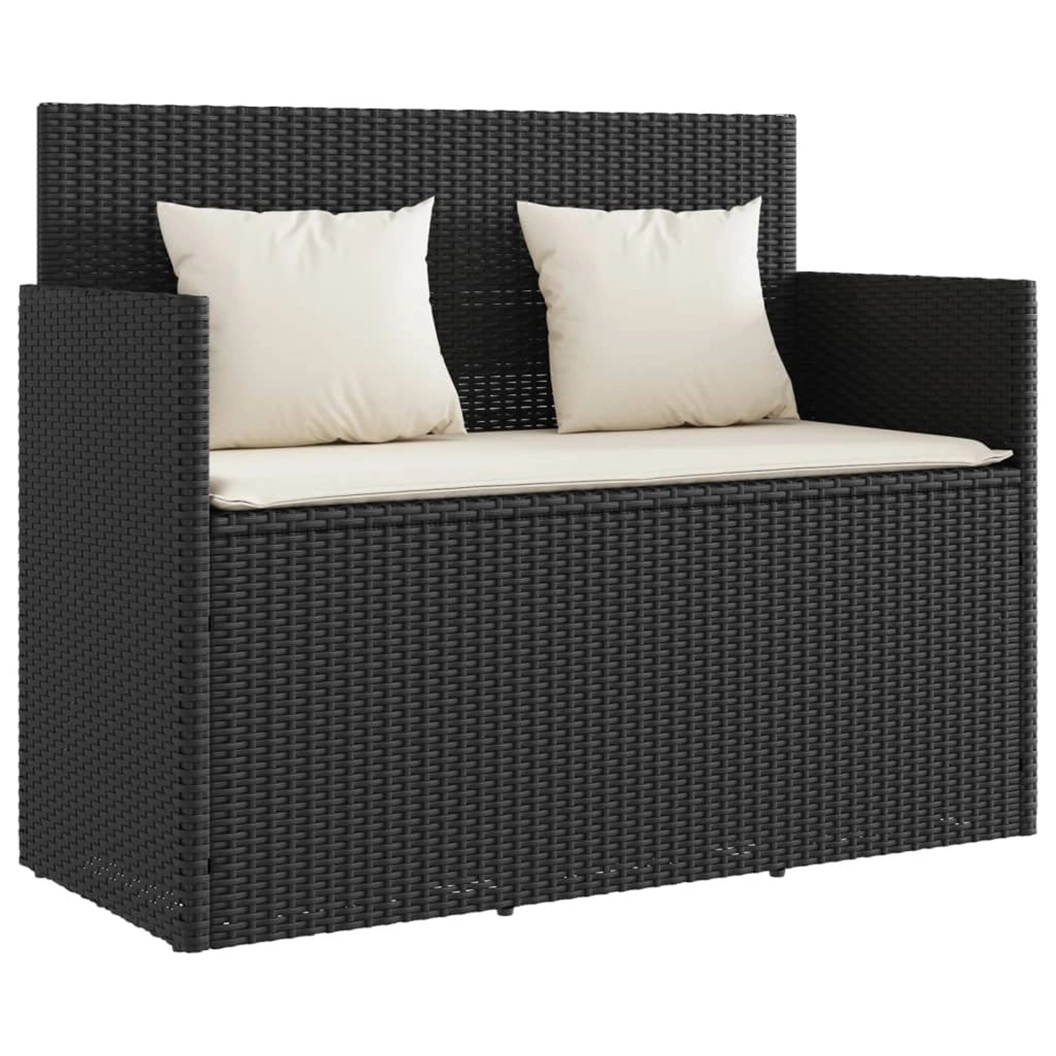 furnicato Gartenbank mit Kissen Schwarz Poly Rattan günstig online kaufen