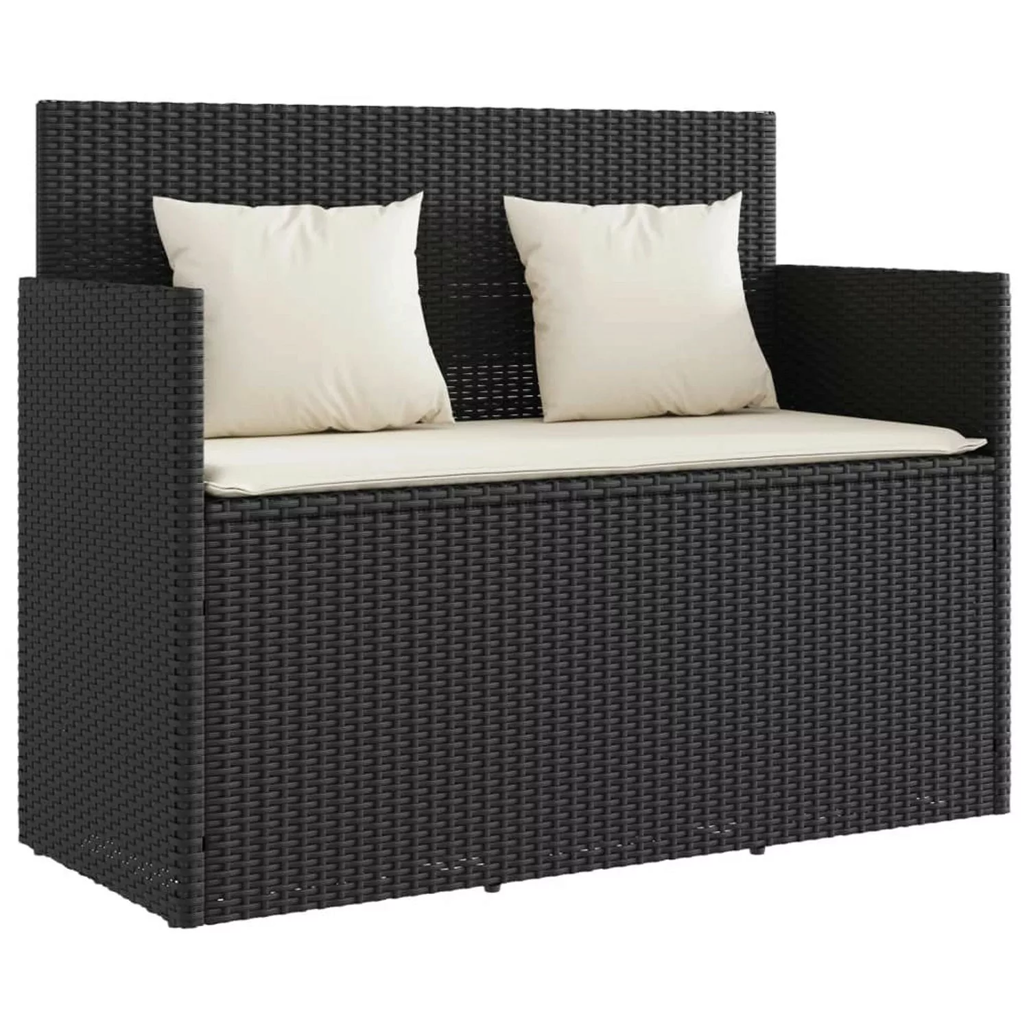 vidaXL Gartenbank  Poly Rattan mit Kissen Schwarz günstig online kaufen