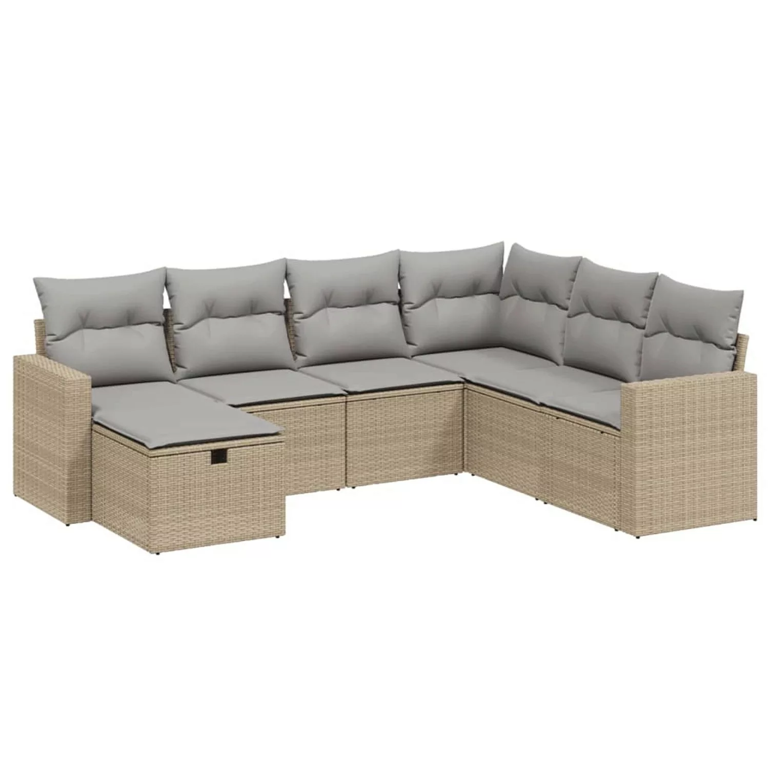 vidaXL 7-tlg Garten-Sofagarnitur mit Kissen Beige Poly Rattan Modell 166 günstig online kaufen