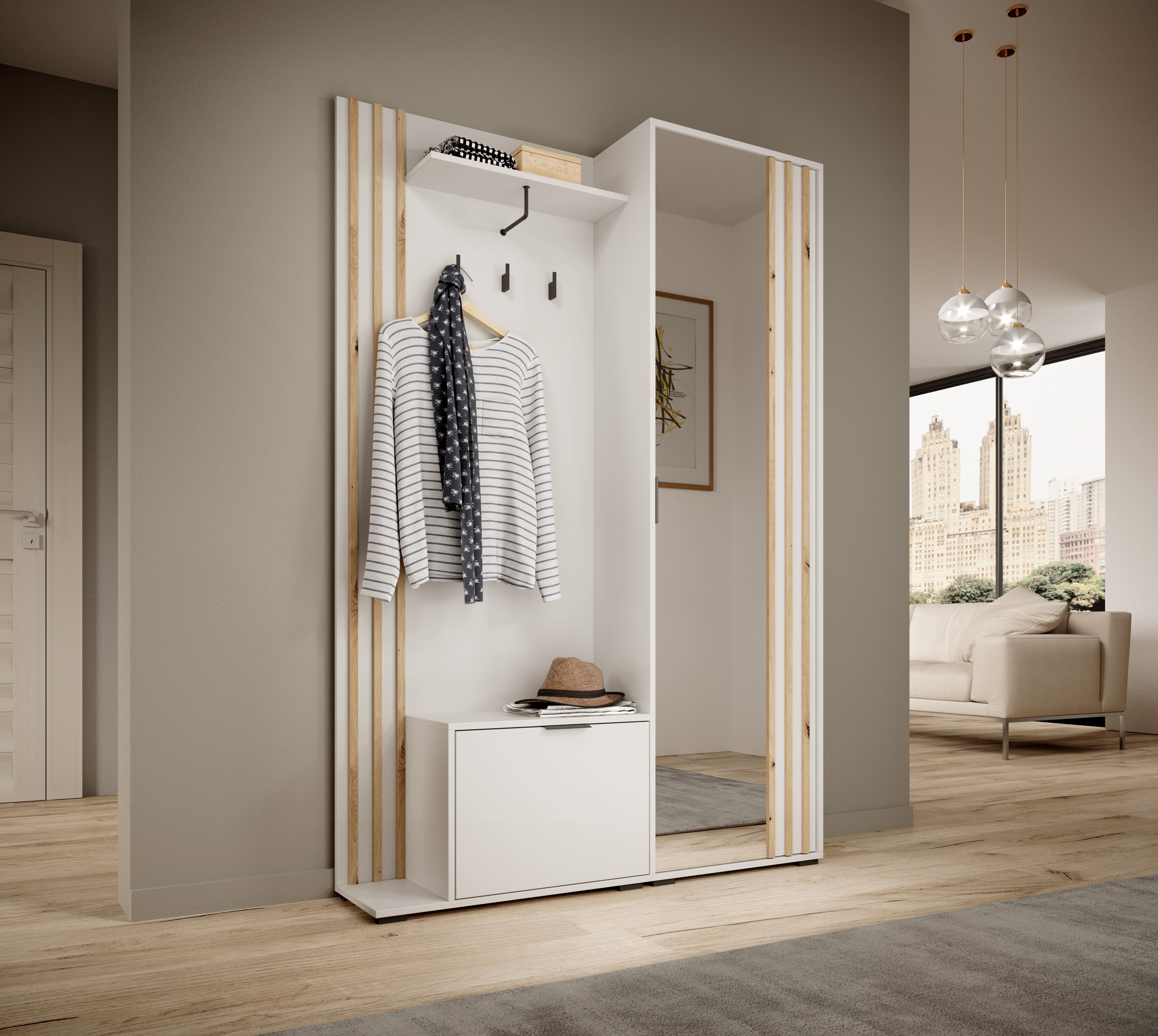 MOEBLO Kompaktgarderobe JOHN (Dielenschrank Wandschrank Regal günstig online kaufen