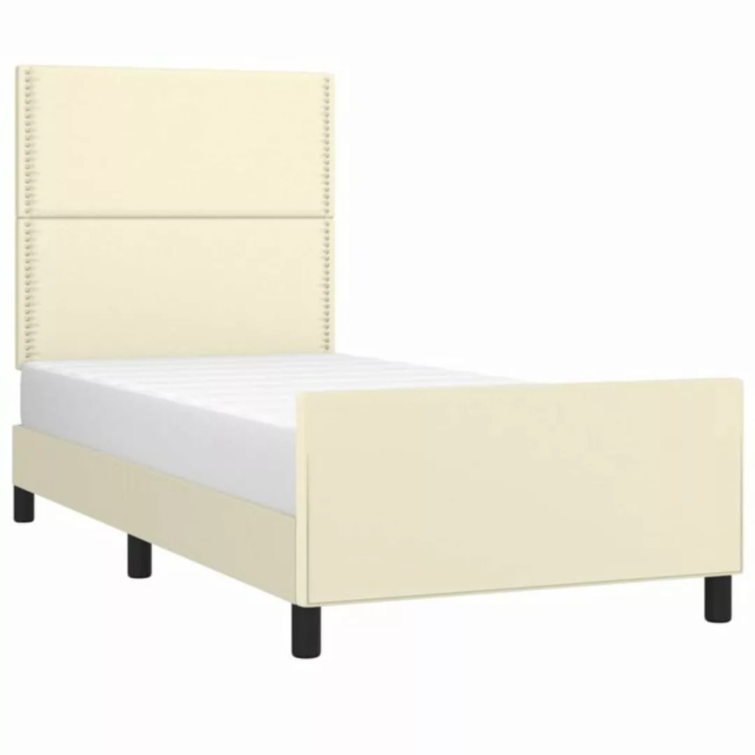 vidaXL Bett Bettgestell mit Kopfteil Creme 80x200 cm Kunstleder günstig online kaufen