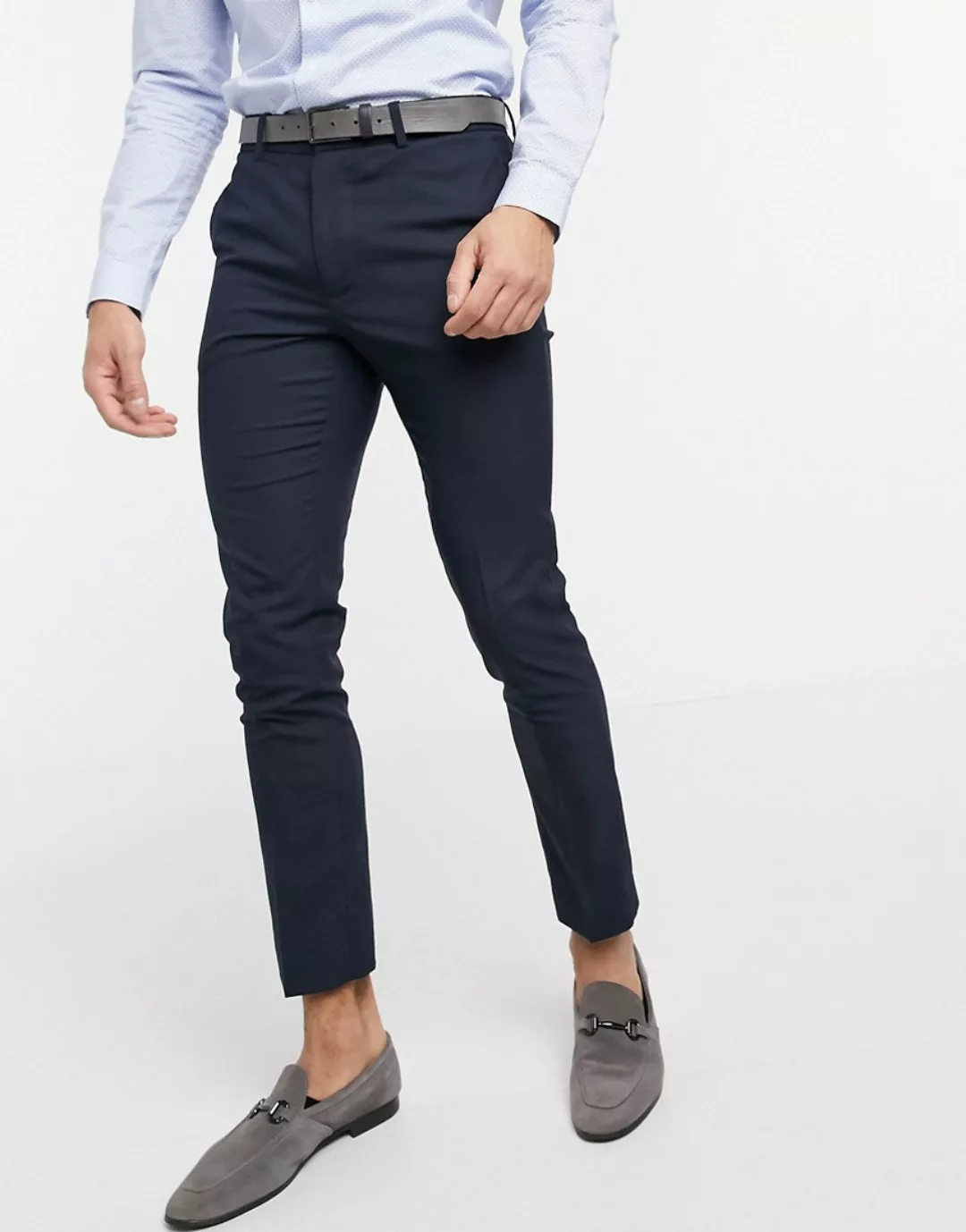 New Look – Enge elegante Hose in Marine-Marineblau günstig online kaufen