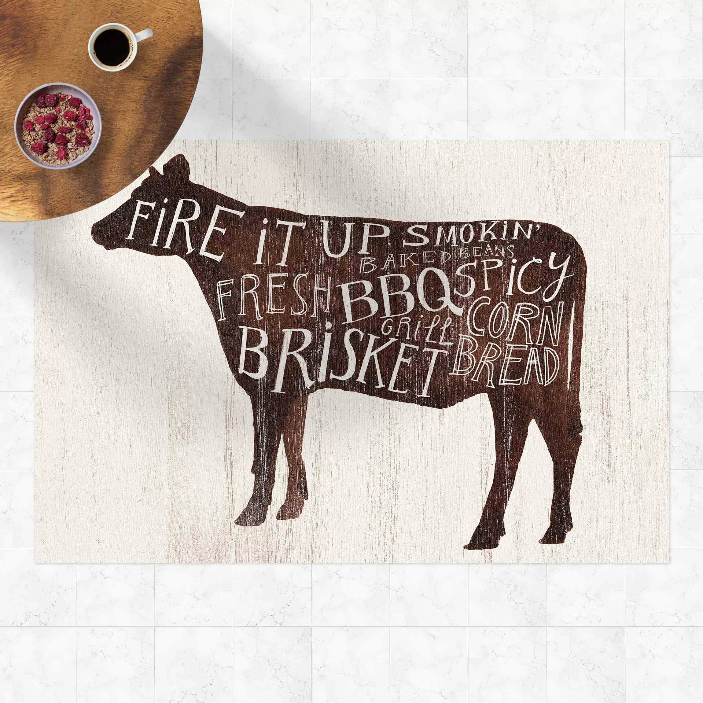 Vinyl-Teppich Bauernhof BBQ - Kuh günstig online kaufen