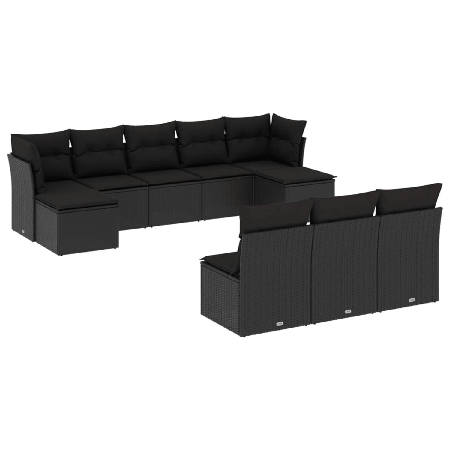 vidaXL 10-tlg Garten-Sofagarnitur mit Kissen Schwarz Poly Rattan Modell 30 günstig online kaufen