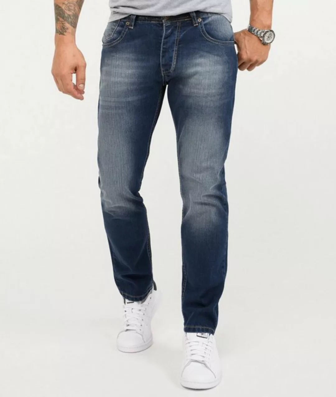 Rock Creek Regular-fit-Jeans Herren Jeans Stonewashed Blau RC-2343 günstig online kaufen